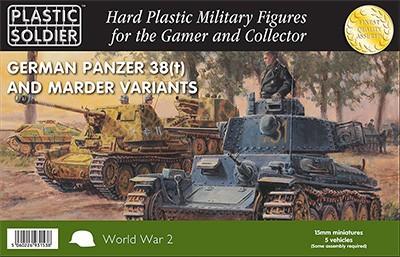 Plastic Soldier 15mm WWII German Panzer 38(t) Tank/Marder Variants (5) & Crew (45) Kit