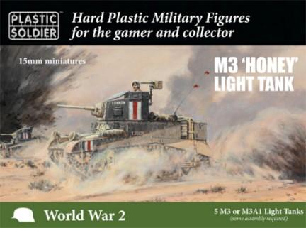 Plastic Soldier 15mm WWII M3/M3A1 Honey Light Tank (5) & Crew (10) Kit