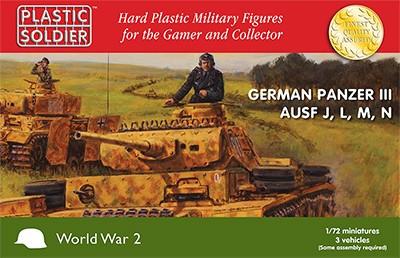 Plastic Soldier 1/72 WWII German Panzer III Ausf J/L/M/N Tank (3) Kit