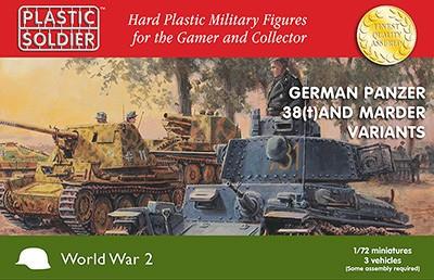 Plastic Soldier 1/72 WWII German Panzer 38(t) Tank/Marder Variants (3) & Crew (30) Kit