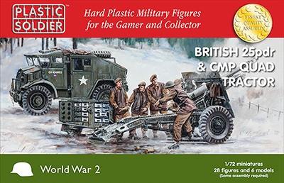 Plastic Soldier 1/72 WWII British 25-Pdr & CMP Quad Tractor (6ea) w/Crew (28)