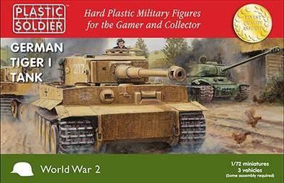 Plastic Soldier 1/72 WWII German Tiger I Tank (3) & Crew (9)