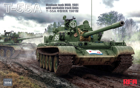 Rye Field 1/35 T55A Mod 1981 Medium Tank w/Workable Track Links Kit