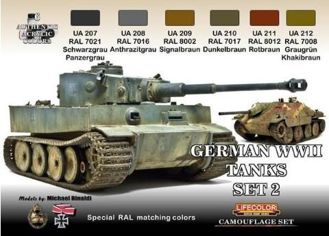 Lifecolor Acrylic German WWII Tanks #2 Camouflage Acrylic Set (6 22ml Bottles)
