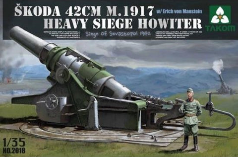 Takom 1/35 Skoda 42cm M1917 Heavy Siege Howitzer Gun w/Erich von Manstein Figure Kit