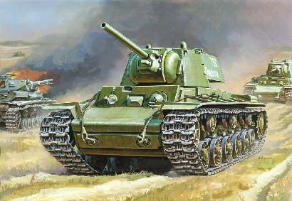 Zvezda 1/100 Soviet KV1 Mod 1941 Heavy Tank w/F32 Gun Snap Kit