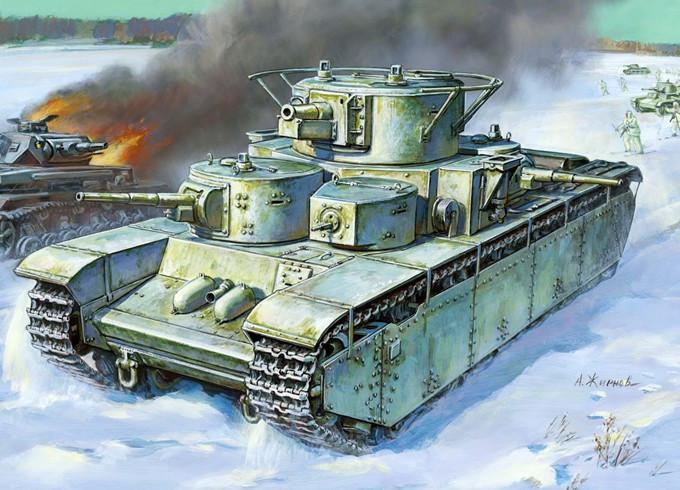Zvezda 1/100 Soviet T35 Heavy Tank Snap Kit