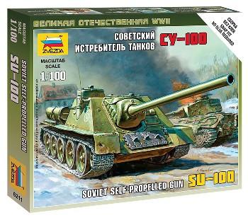Zvezda 1/100 Soviet Su100 Self-Propelled Gun Tank Snap Kit