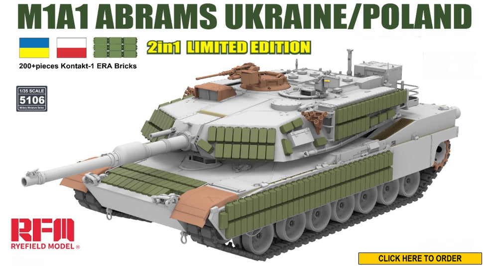 Rye Field Models 1/35 M1A1 Abrams Main Battle Tank Ukraine/Poland Limited Edition (2 in 1) Kit